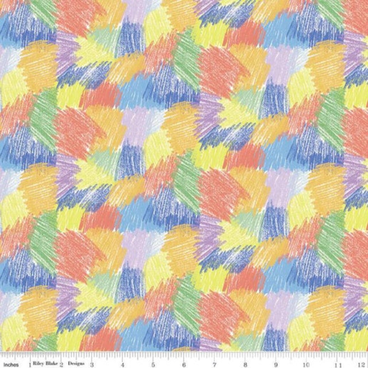 Riley Blake New Box of Crayons Scribbles Multi Cotton Fabric by the Yard